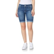 Women's Luscious Curvy Denim Bermuda Shorts Mid-Rise Bling Insta Stretch Juniors